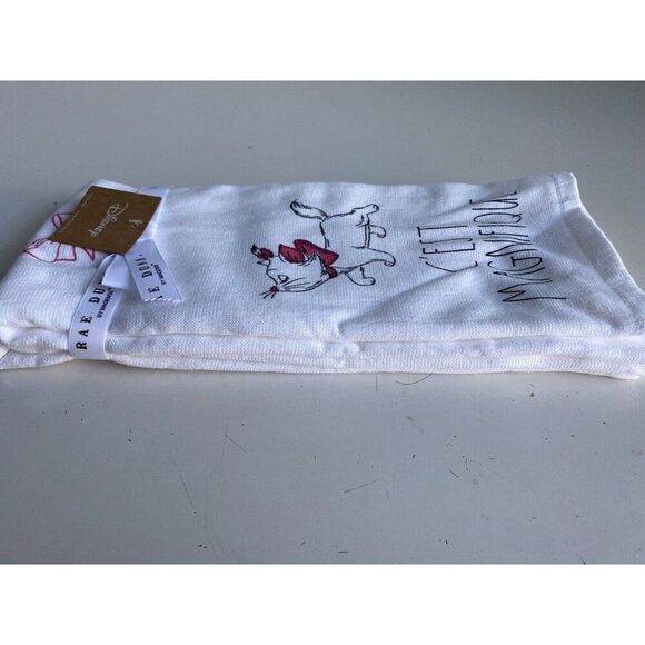 2 Pk Rae Dunn Disney Aristocats Marie C’est Magnifique Kitchen Towel Set NEW - Picture 7 of 12